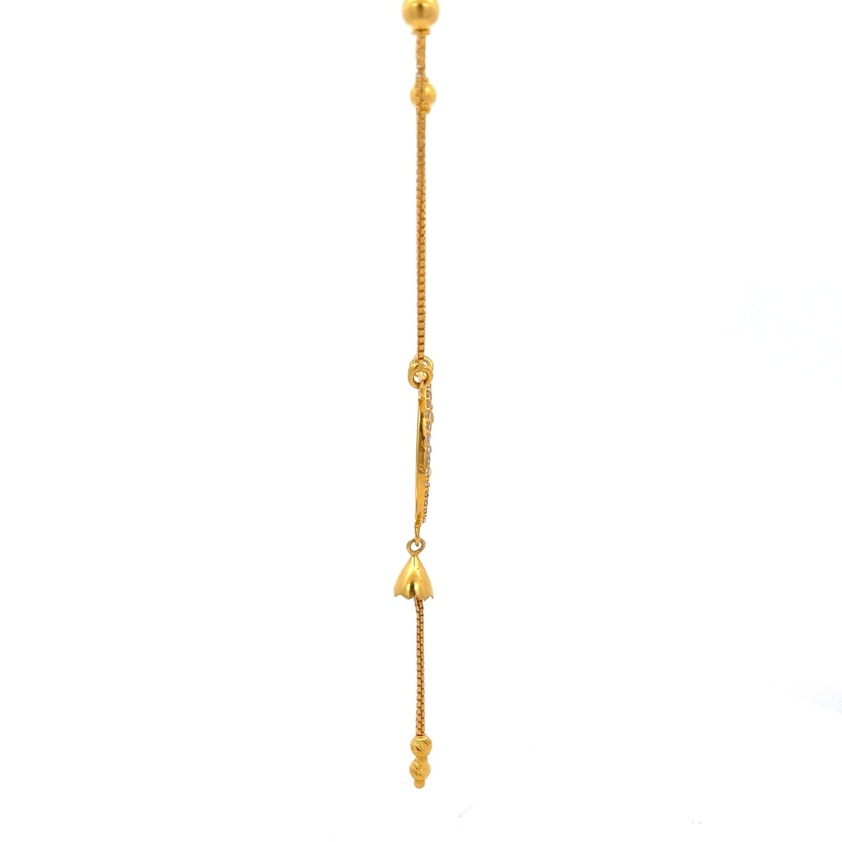 22ct Gold Oval Honeycomb Floral Drop Necklace - FJewellery