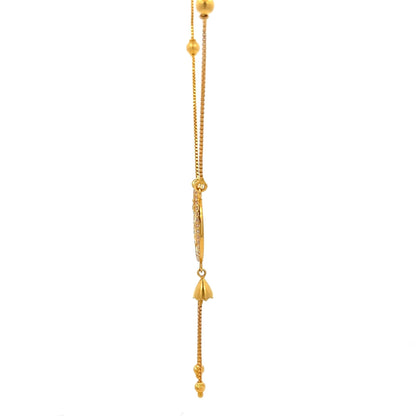22ct Gold Oval Honeycomb Floral Drop Necklace - FJewellery