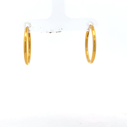 22ct Gold Oval Hoop Earrings with Smooth Polished Finish - FJewellery