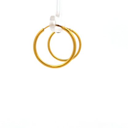 22ct Gold Oval Hoop Earrings with Smooth Polished Finish - FJewellery