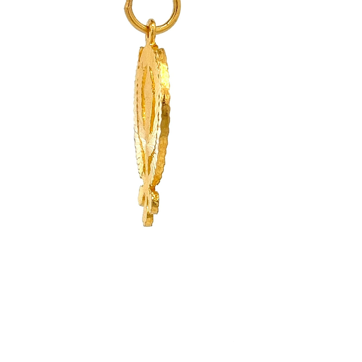 22ct Gold Oval Leaf Motif Pendant - FJewellery