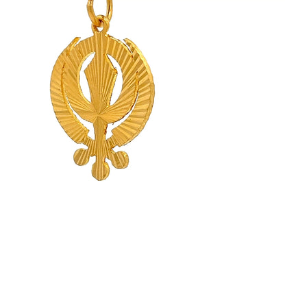 22ct Gold Oval Leaf Motif Pendant - FJewellery