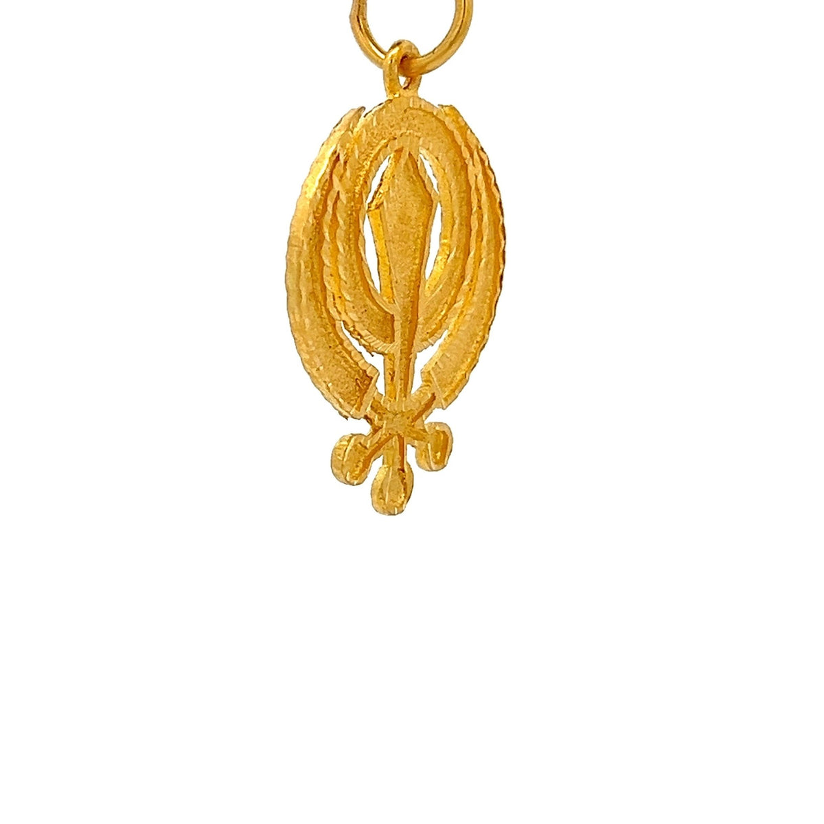 22ct Gold Oval Leaf Motif Pendant - FJewellery
