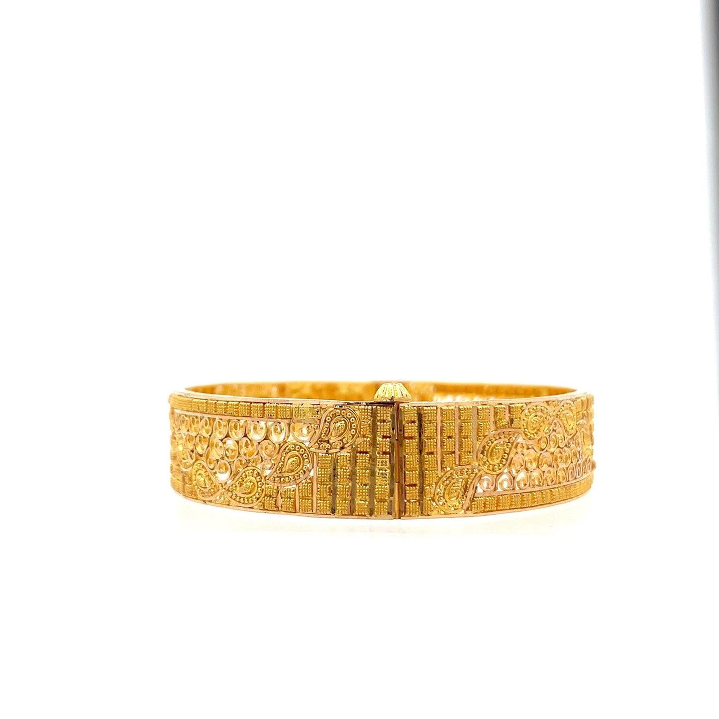 22ct Gold Paisley and Textured Pattern Bangle - FJewellery