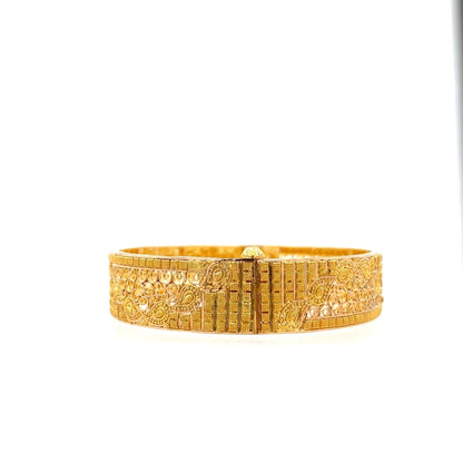 22ct Gold Paisley and Textured Pattern Bangle - FJewellery