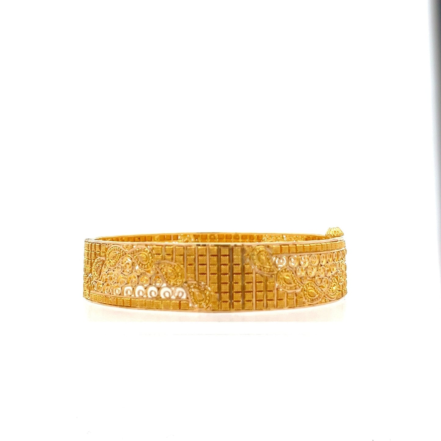 22ct Gold Paisley and Textured Pattern Bangle - FJewellery