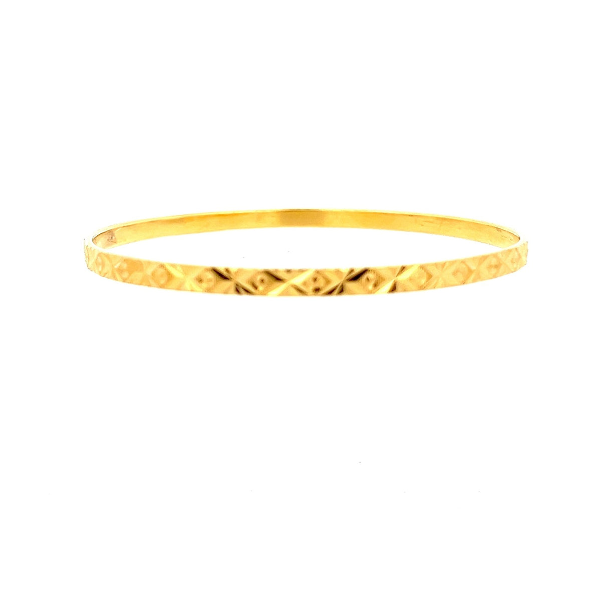 22ct Gold Patterned Bangle with Engraved Geometric Detail - FJewellery