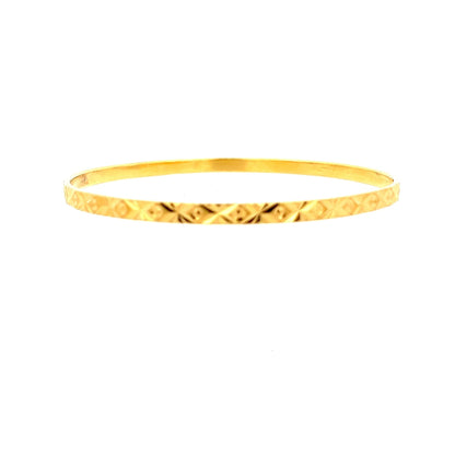 22ct Gold Patterned Bangle with Engraved Geometric Detail - FJewellery