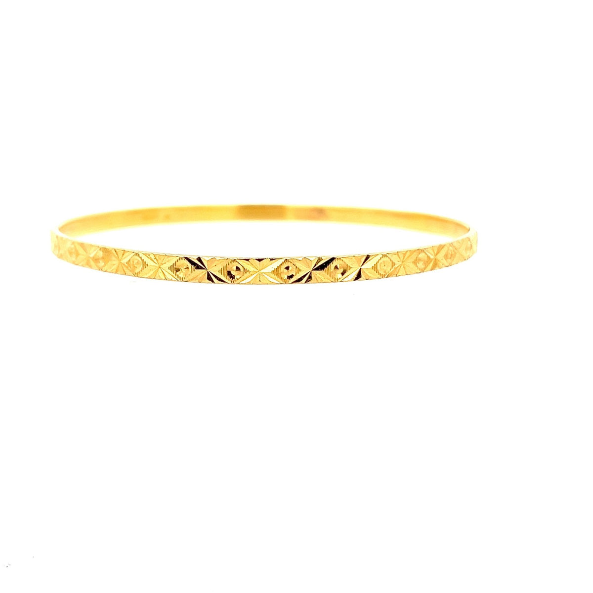 22ct Gold Patterned Bangle with Engraved Geometric Detail - FJewellery