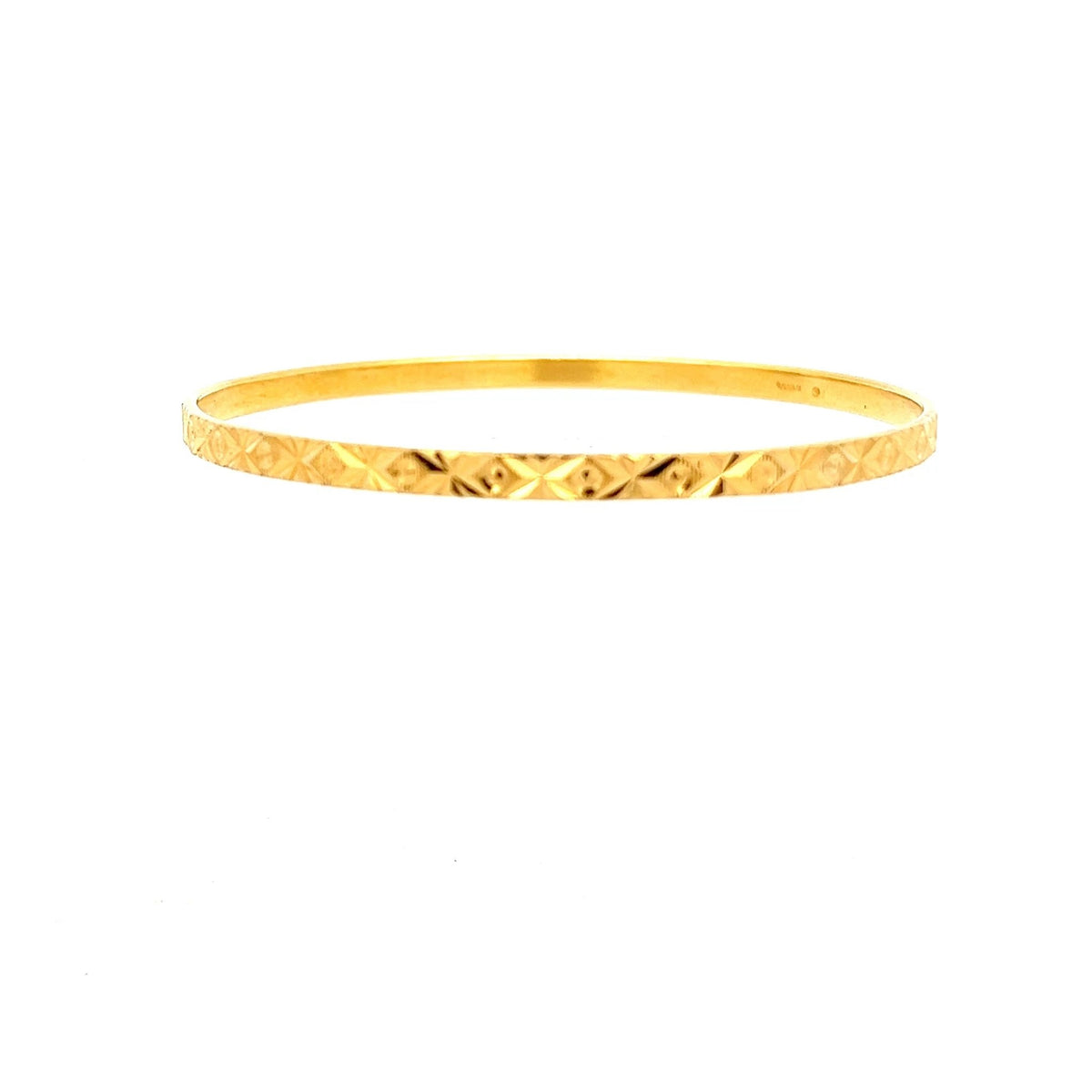 22ct Gold Patterned Bangle with Engraved Geometric Detail - FJewellery