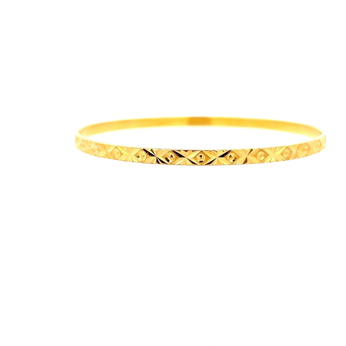 22ct Gold Patterned Bangle with Engraved Geometric Detail - FJewellery