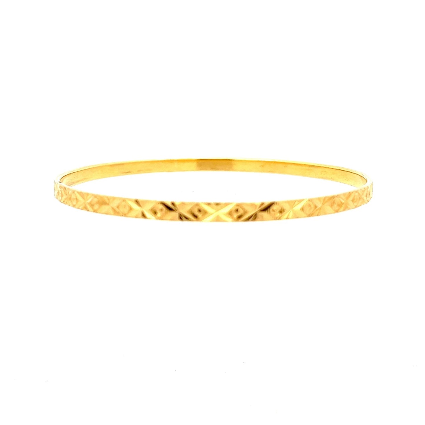 22ct Gold Patterned Engraved Bangle - FJewellery