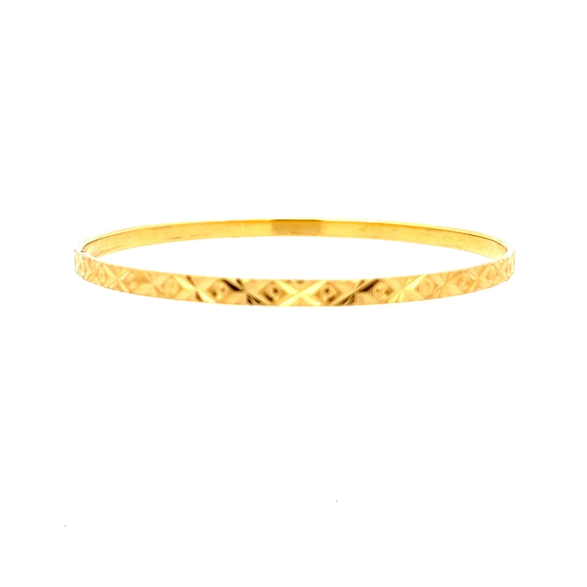 22ct Gold Patterned Engraved Bangle - FJewellery