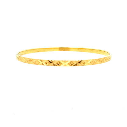 22ct Gold Patterned Engraved Bangle - FJewellery