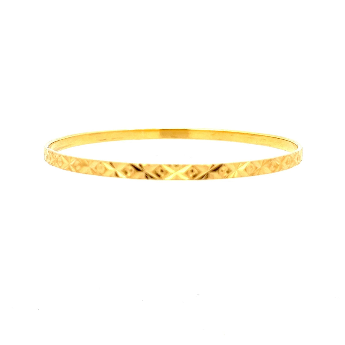 22ct Gold Patterned Engraved Bangle - FJewellery