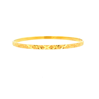 22ct Gold Patterned Engraved Bangle - FJewellery