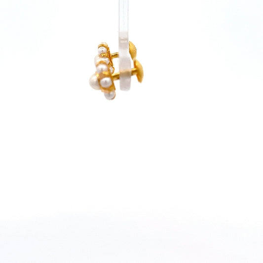 22ct Gold Pearl Cluster Stud Earrings - FJewellery