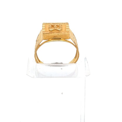 22ct Gold Rectangular Signet Ring with Engraved Detailing - FJewellery