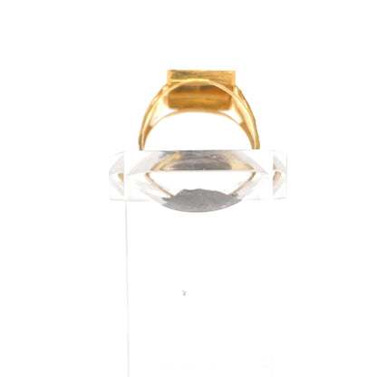 22ct Gold Rectangular Signet Ring with Engraved Detailing - FJewellery