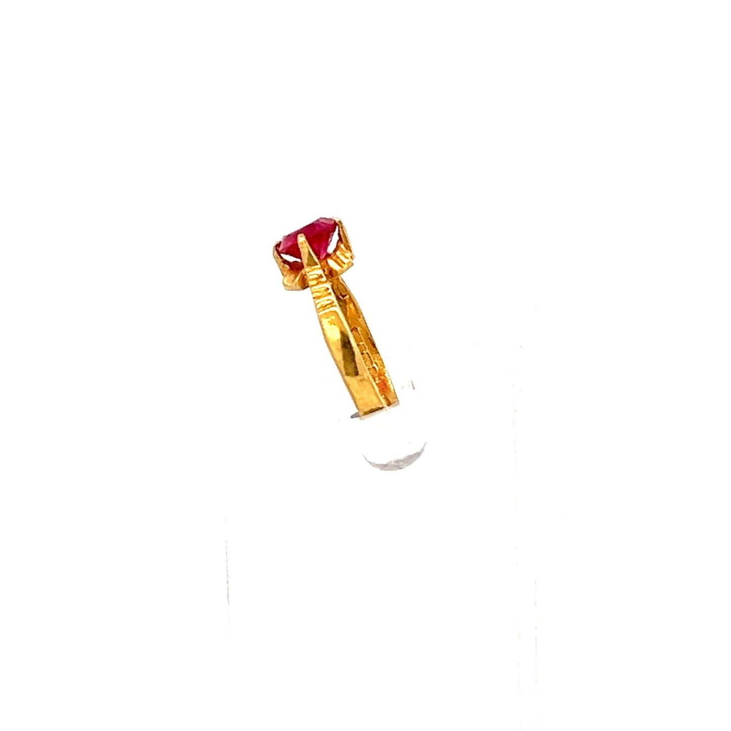 22ct Gold Red Coloured Stone Solitaire Ring - FJewellery