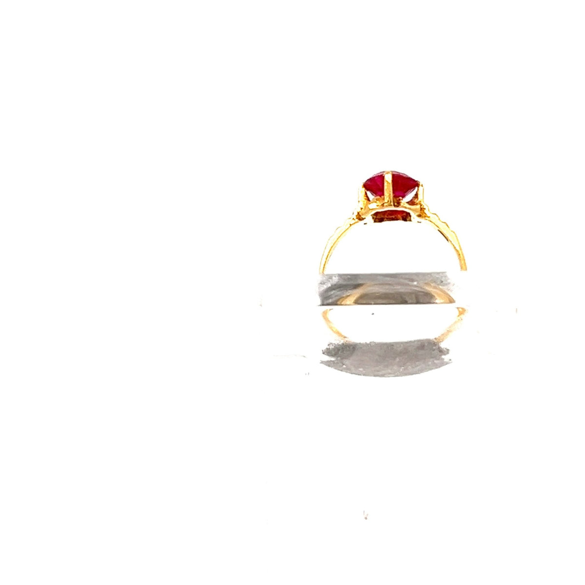 22ct Gold Red Coloured Stone Solitaire Ring - FJewellery