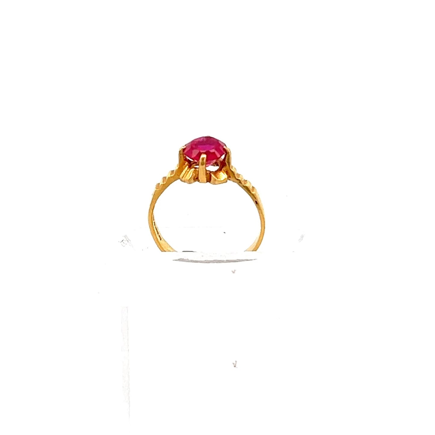 22ct Gold Red Coloured Stone Solitaire Ring - FJewellery