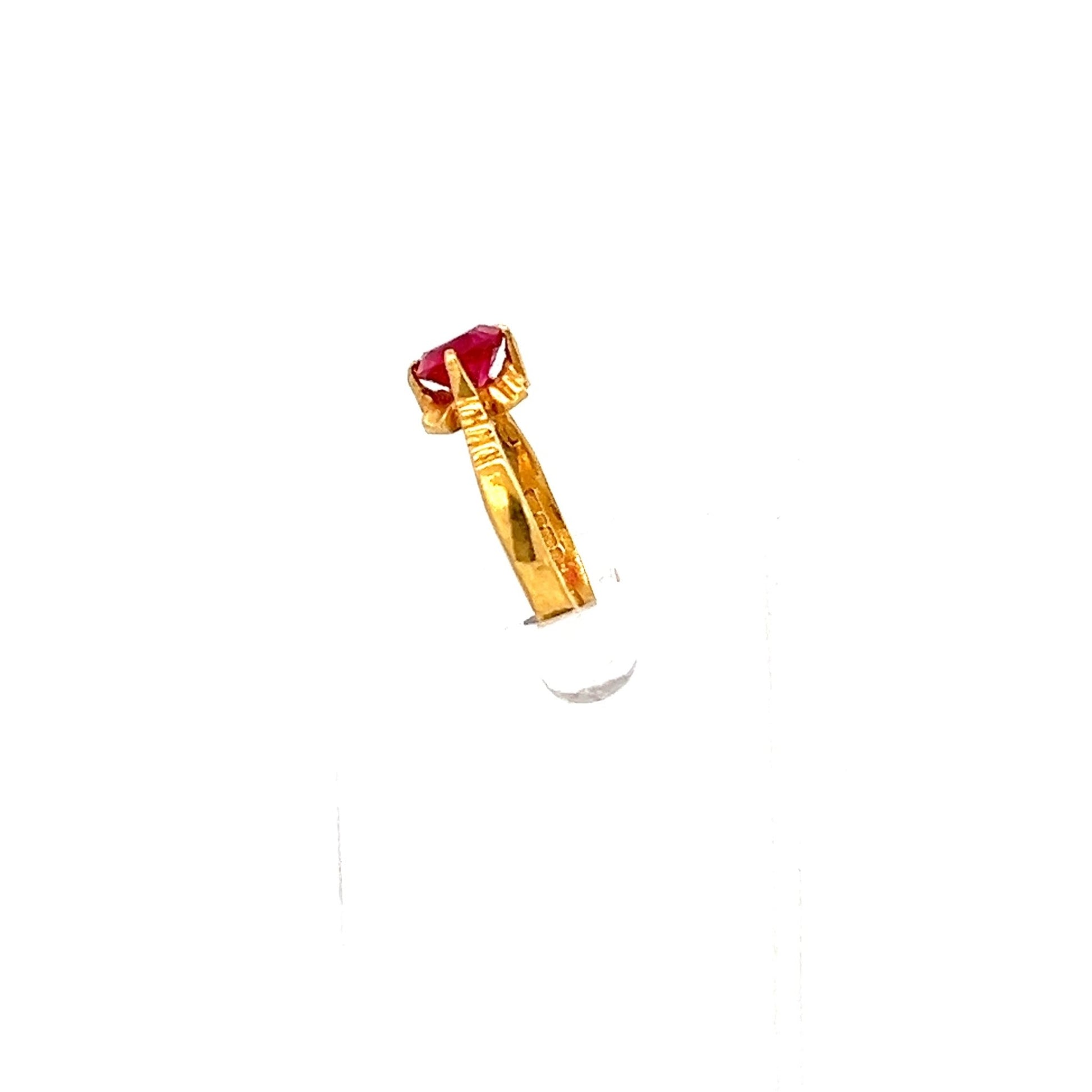 22ct Gold Red Coloured Stone Solitaire Ring - FJewellery