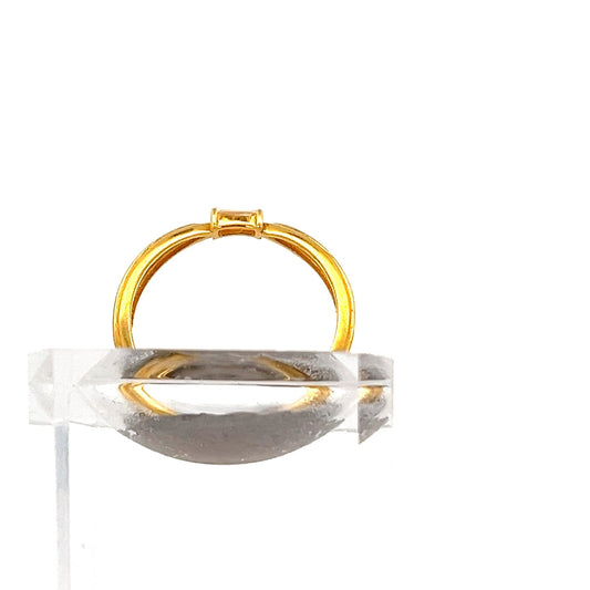 22ct Gold Ring with Rectangular Clear Stone Setting - FJewellery