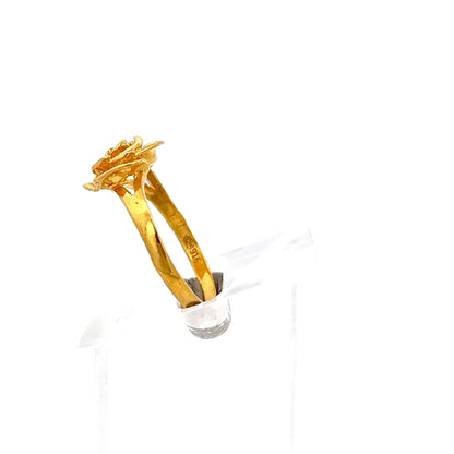 22ct Gold Rose Design Ring with Openwork Shoulders - FJewellery