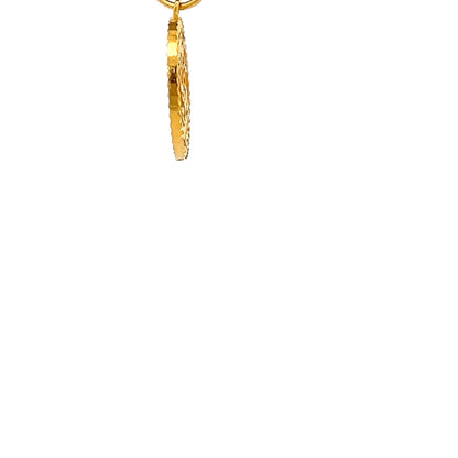 22ct Gold Round Dollar Symbol Pendant with Textured Detail - FJewellery