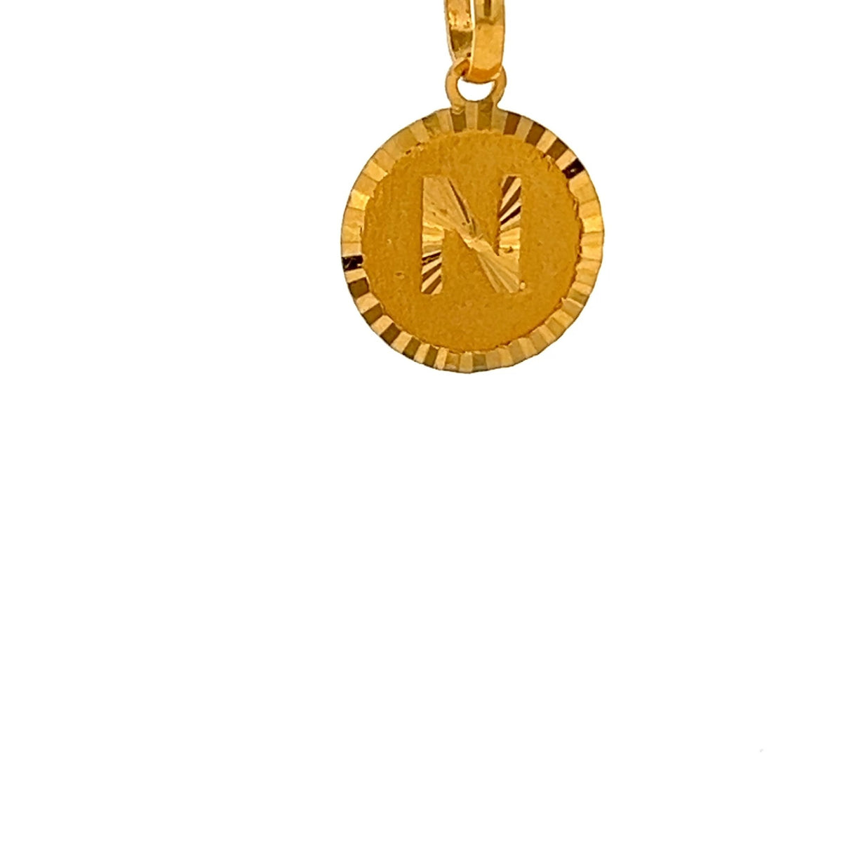 22ct Gold Round Initial N Pendant - FJewellery