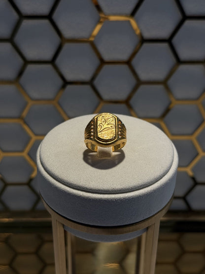 22ct Gold Signet Ring with Engraved Rectangular Face - FJewellery