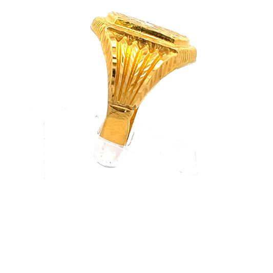22ct Gold Signet Ring with Engraved Rectangular Face - FJewellery