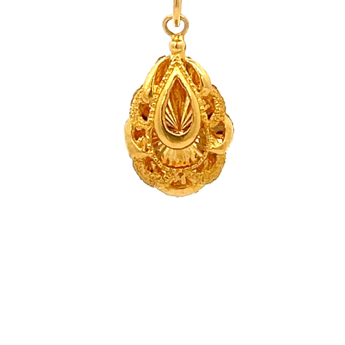 22ct Gold Teardrop Pendant with Decorative Filigree Detail - FJewellery