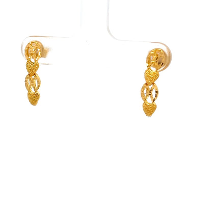 22ct Gold Textured and Openwork Drop Earrings - FJewellery