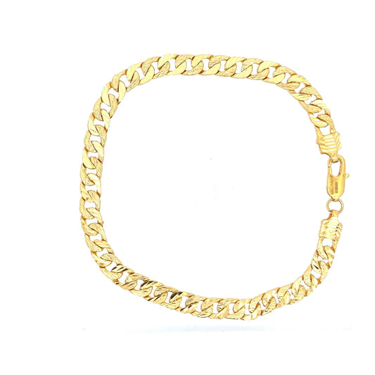 22ct Gold Textured Curb Link Bracelet - FJewellery