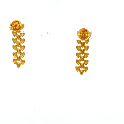 22ct Gold Textured Heart Drop Earrings - FJewellery