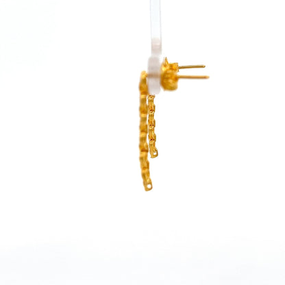 22ct Gold Textured Heart Drop Earrings - FJewellery