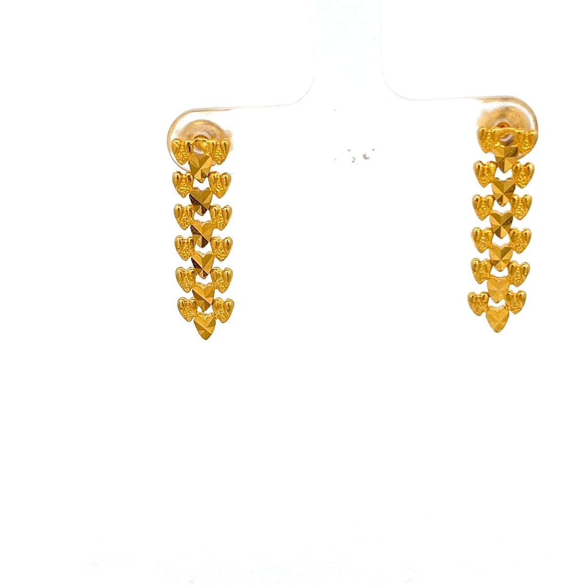 22ct Gold Textured Heart Drop Earrings - FJewellery
