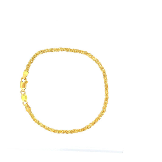 22ct Gold Textured Rope Chain Bracelet - FJewellery