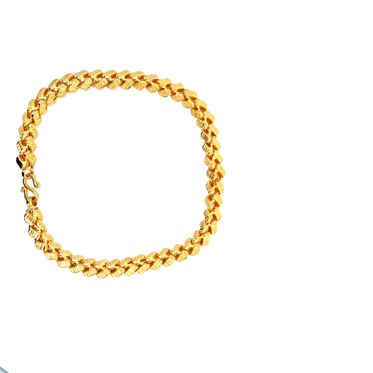 22ct Gold Textured Woven Link Bracelet - FJewellery