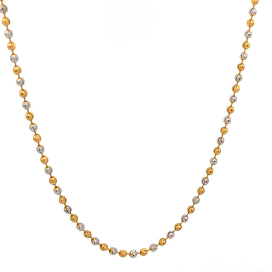 22ct Gold Two-Tone Beaded Ball Chain - FJewellery