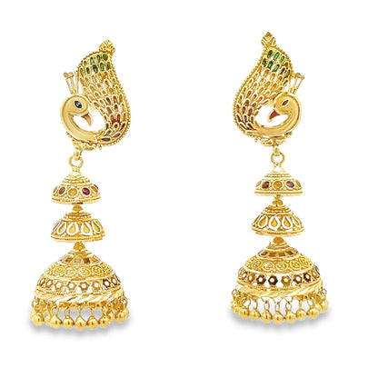 22ct Pre-owned Peacock Design Gold Earrings FCP05000432-2 - FJewellery