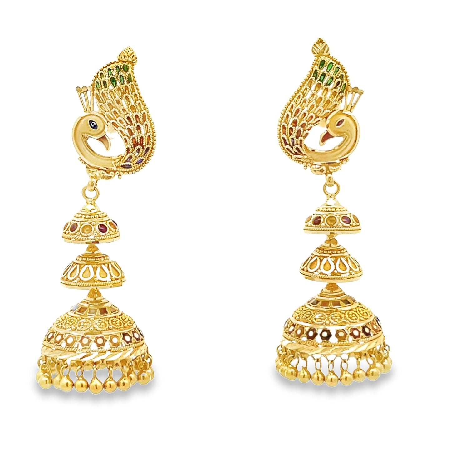 22ct Pre - owned Peacock Design Gold Earrings FCP05000432 - 2 - FJewellery