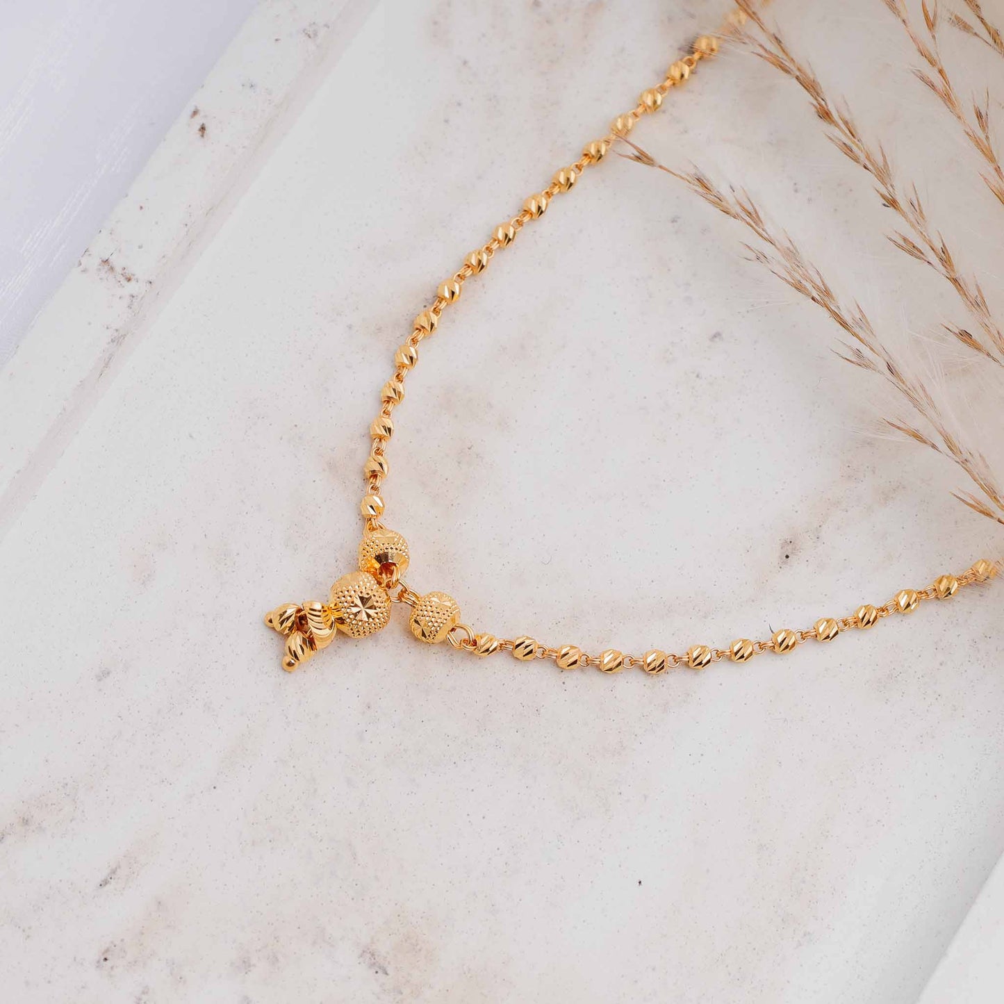 22ct Yellow Gold Bead Chain Necklace BF1224 - NKS17 - NK - FJewellery