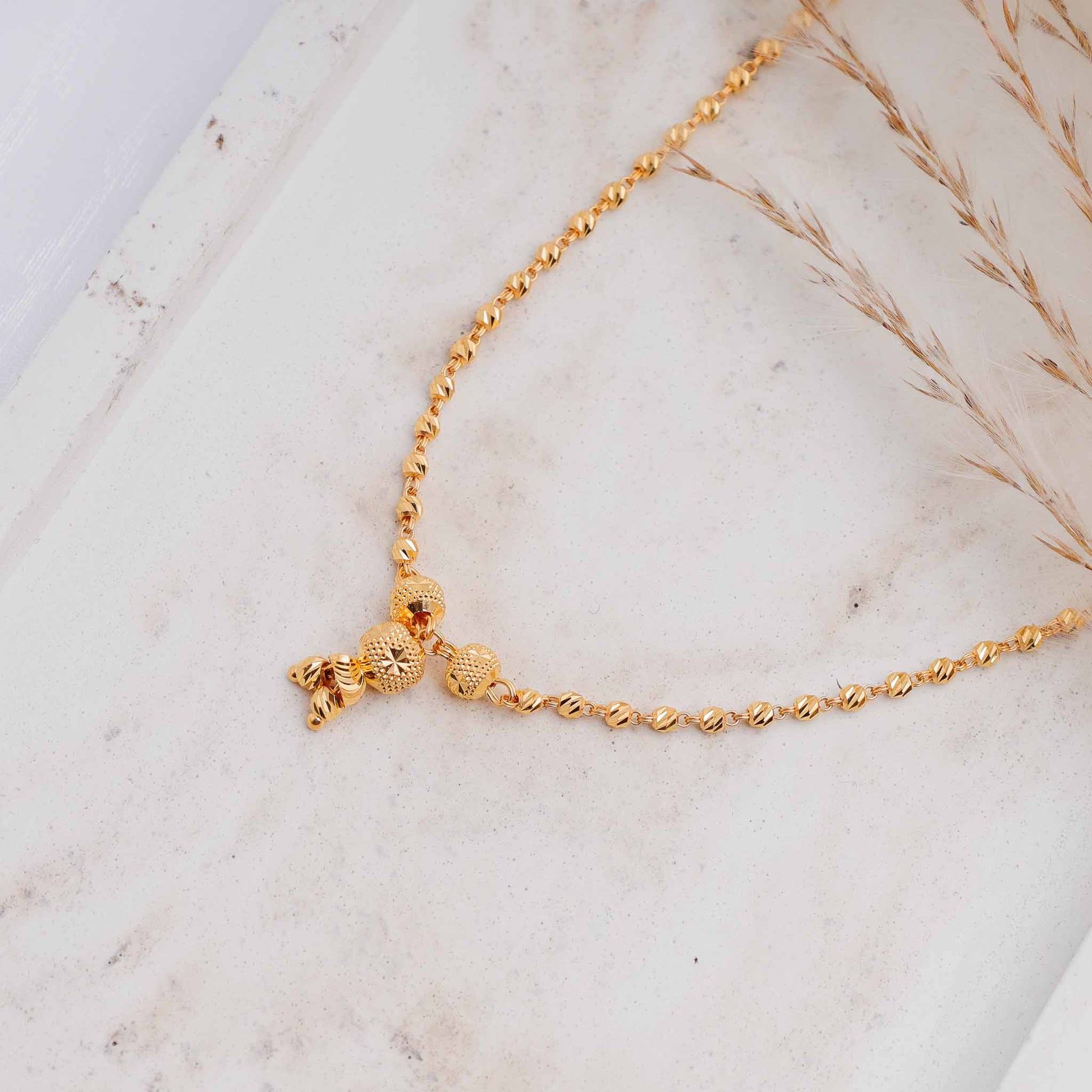 22ct Yellow Gold Bead Chain Necklace BF1224 - NKS17 - NK - FJewellery