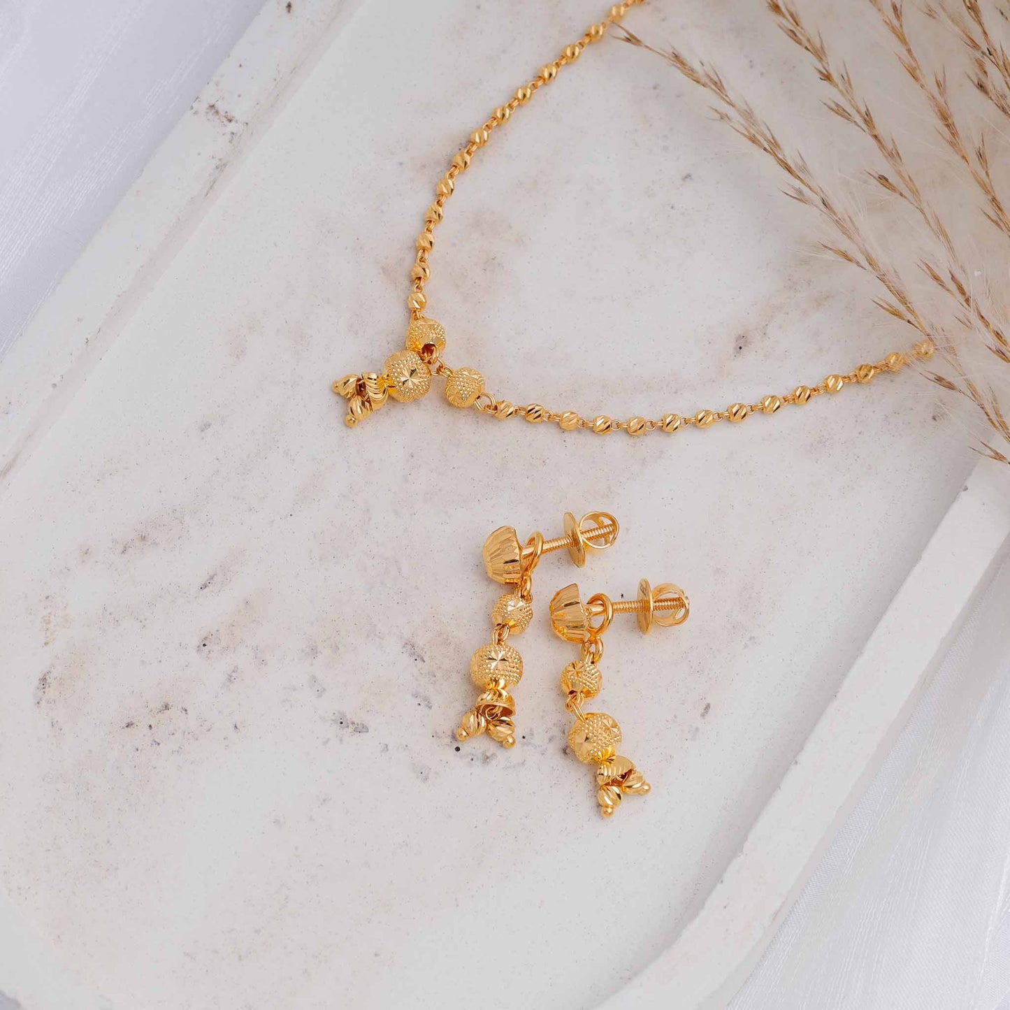 22ct Yellow Gold Bead Chain Necklace BF1224 - NKS17 - NK - FJewellery