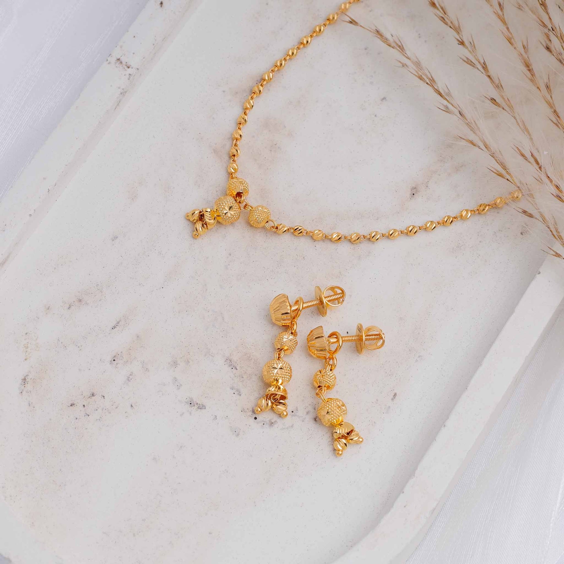 22ct Yellow Gold Bead Chain Necklace BF1224 - NKS17 - NK - FJewellery