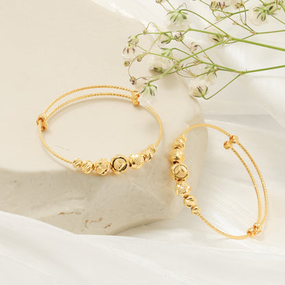 22ct Yellow Gold Bead Detail Baby Bangle Set BF1224-BN10 - FJewellery