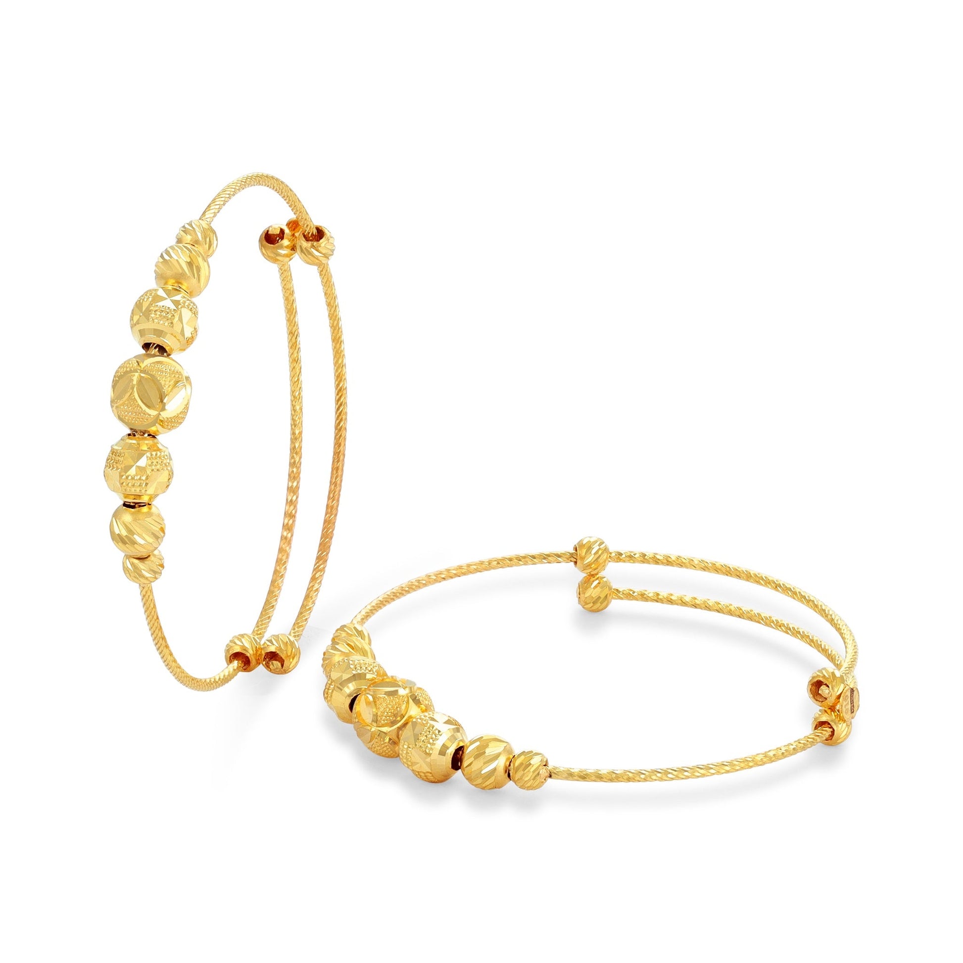 22ct Yellow Gold Bead Detail Baby Bangle Set BF1224 - BN10 - FJewellery